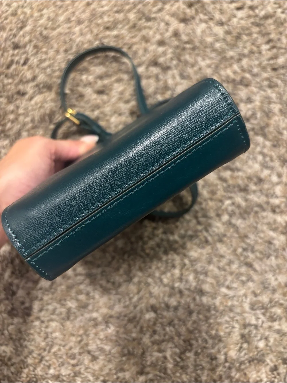 Alexander McQueen Teal Green Leather Crossbody Bag with Gold Logo